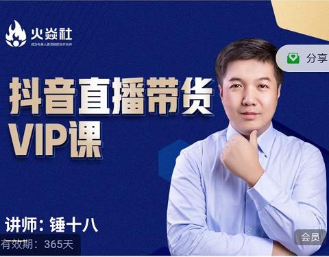 锤十八-抖音直播带货VIP课,专注直播带货有效盈利模式-摘星网