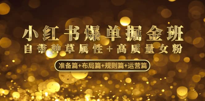 小红书爆单掘金班：自带种草属性 高质量女粉 准备篇 布局篇 规则篇 运营篇-摘星网
