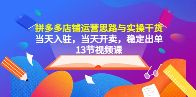 拼多多店铺运营思路与实操干货,当天入驻,当天开卖,稳定出单(13节课)-摘星网