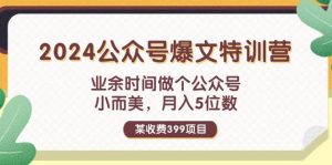 某收费399元-2024公众号爆文特训营:业余时间做个公众号 小而美 月入5位数-摘星网