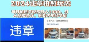 2024违章拍照新玩法,推广躺赚+拍照赚钱双模式,日入1000+-摘星网