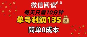 微信阅读6.0,每日10分钟,单号利润135,可批量放大操作,简单0成本-摘星网