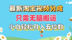 最新淘宝视频分成,只需无脑搬运,小白也能轻松月入五位数,可矩阵批量...-摘星网