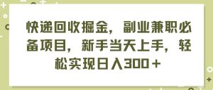 快递回收掘金,副业兼职必备项目,新手当天上手,轻松实现日入300+-摘星网
