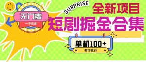 短剧掘金合集2.0  无门槛没成本 有手就行 单机100+-摘星网