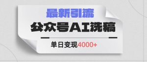 公众号ai洗稿，最新引流创业粉，单日引流200+，日变现4000+-摘星网