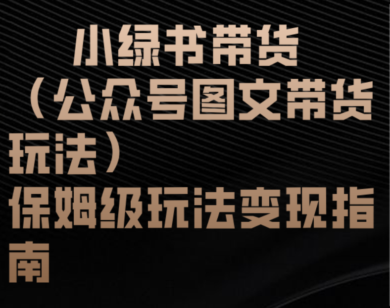 小绿书带货(公众号图文带货玩法)保姆级玩法变现指南-摘星网