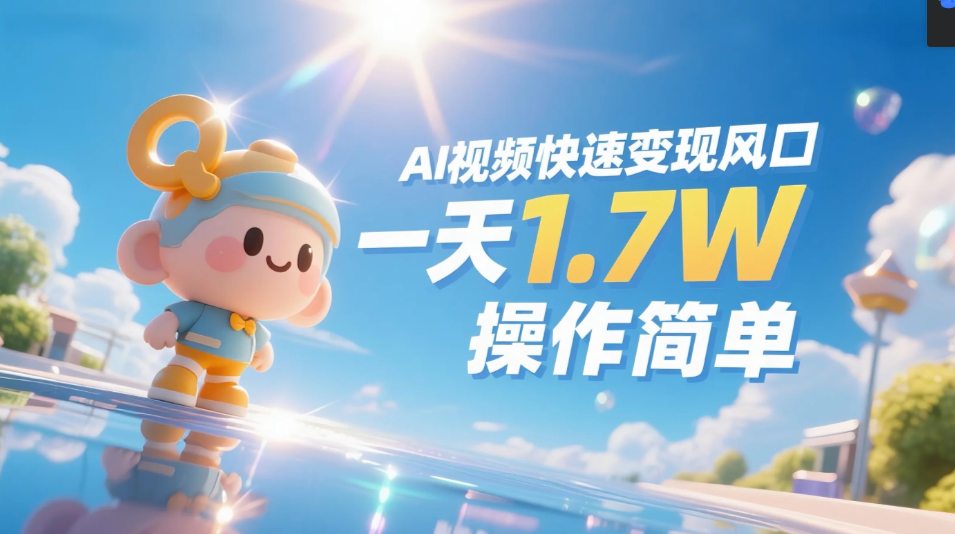 《Ai视频变现风口,一天1.7W,收入无上限,操作简单》-摘星网