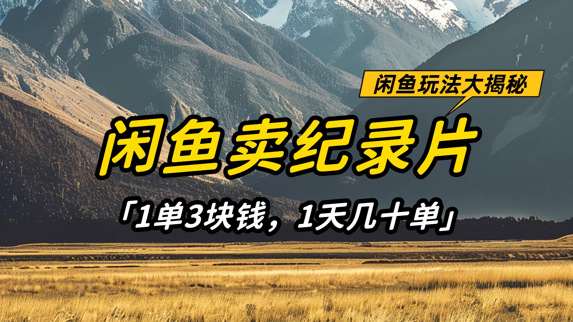 闲鱼卖纪录片1单3块钱，1天几十单，项目稳定有潜力-摘星网