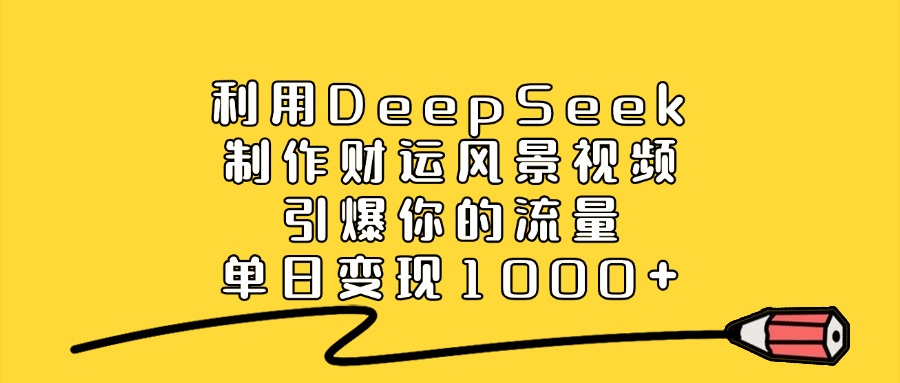 利用DeepSeek制作财运风景视频，引爆视频流量，单日变现1000+-摘星网