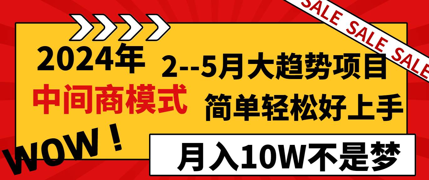 2024年2--5月大趋势项目，利用中间商模式，简单轻松好上手，轻松月入10W...-摘星网