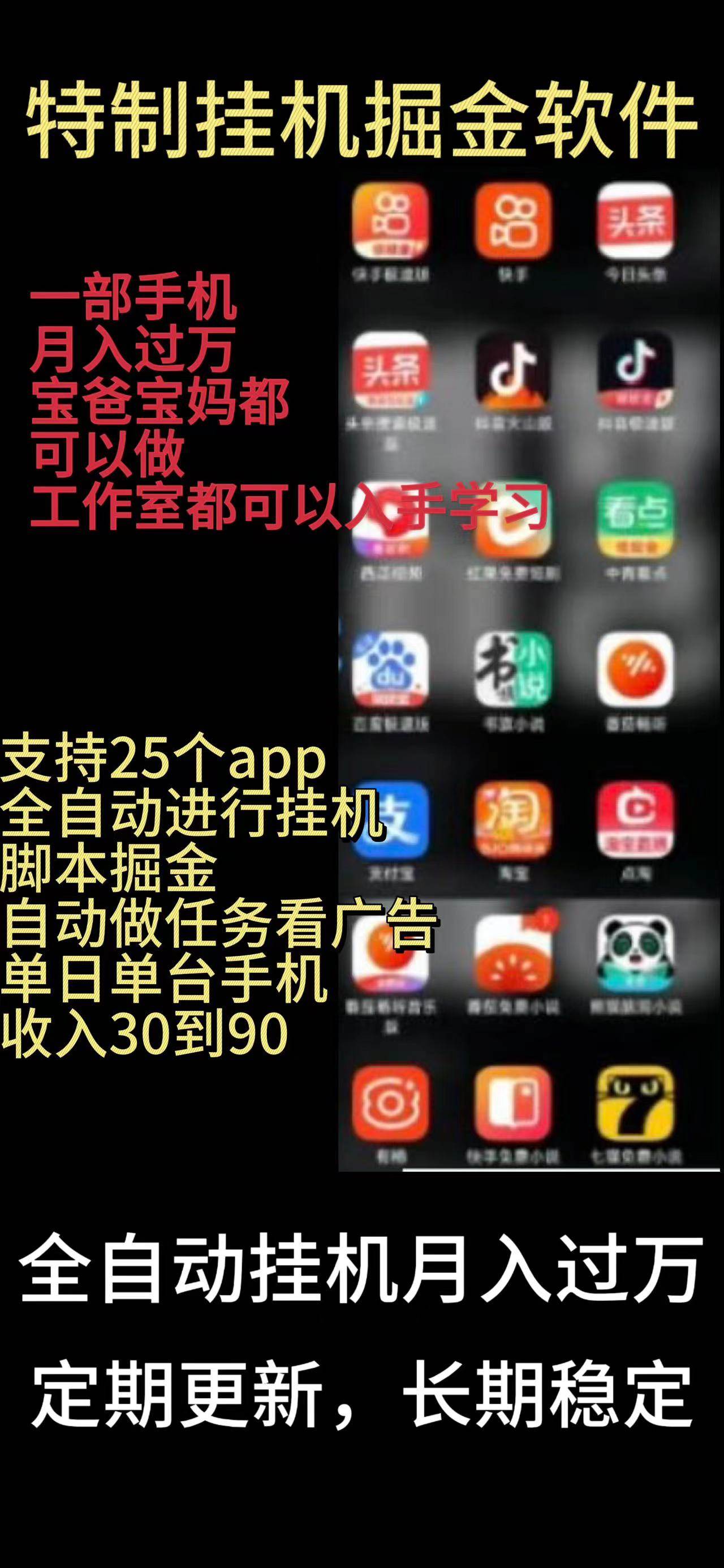 靠挂机月入过万，纯挂机适合宝爸宝妈学生党操作，24小时无脑挂机单机一...-摘星网