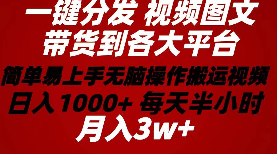 2024年 一键分发带货图文视频  简单易上手 无脑赚收益 每天半小时日入1...-摘星网